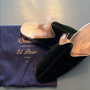 Sabah dark green Slippers with Plush Lining